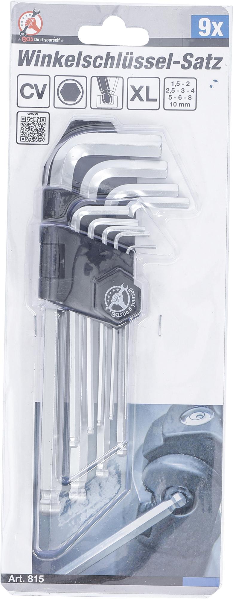 L-TYPE WRENCH SET | INTERNAL HEXAGON / INTERNAL HEXAGON WITH BALL HEAD 1.5 - 10 MM | 9 PCS. (815)