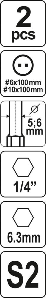 SCREWDRIVER BITS-SPANNER NR6;NR10 L100MM (YT-0499)