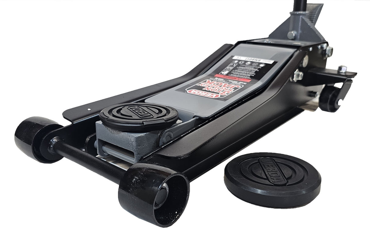 JACK WITH WHEELS | WITH PEDAL | 2 RUBBER PADS | DOUBLE PISTON | 75- 505 MM | 3.0 T (FJ25-B)