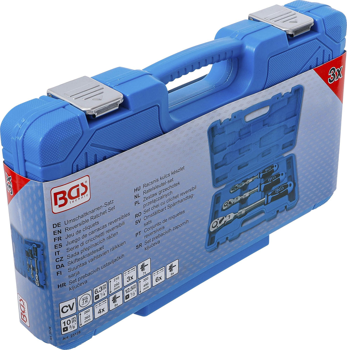REVERSIBLE RATCHET SET | EXTENDABLE, BENDABLE | 6.3 MM (1/4") - 10 MM (3/8") - 12.5 MM (1/2") | 3 PCS. (25128)