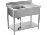 STAINLESS STEEL TABLE WITH SINK | 100 X 60 CM (YG-30900)