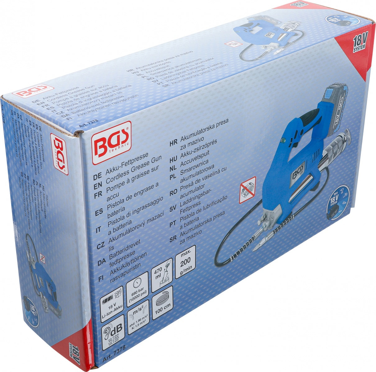 CORDLESS GREASE GUN | 18 V | WITHOUT RECHARGEABLE BATTERY (7378)