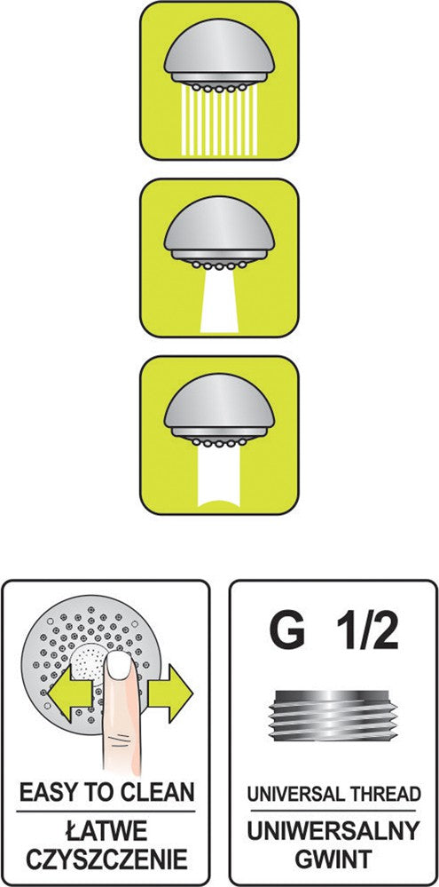 SHOWER HEAD 3-FUNCTION, CHROME, "TUGELA" (75629)