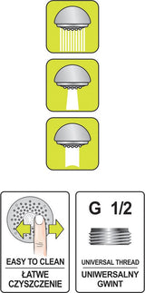 SHOWER HEAD 3-FUNCTION, CHROME, "TUGELA" (75629)