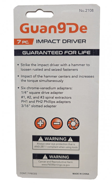 IMPACT DRIVE AND EXTRACTOR SET | 6.3 MM (1/4") | 7 PCS. (W2503)