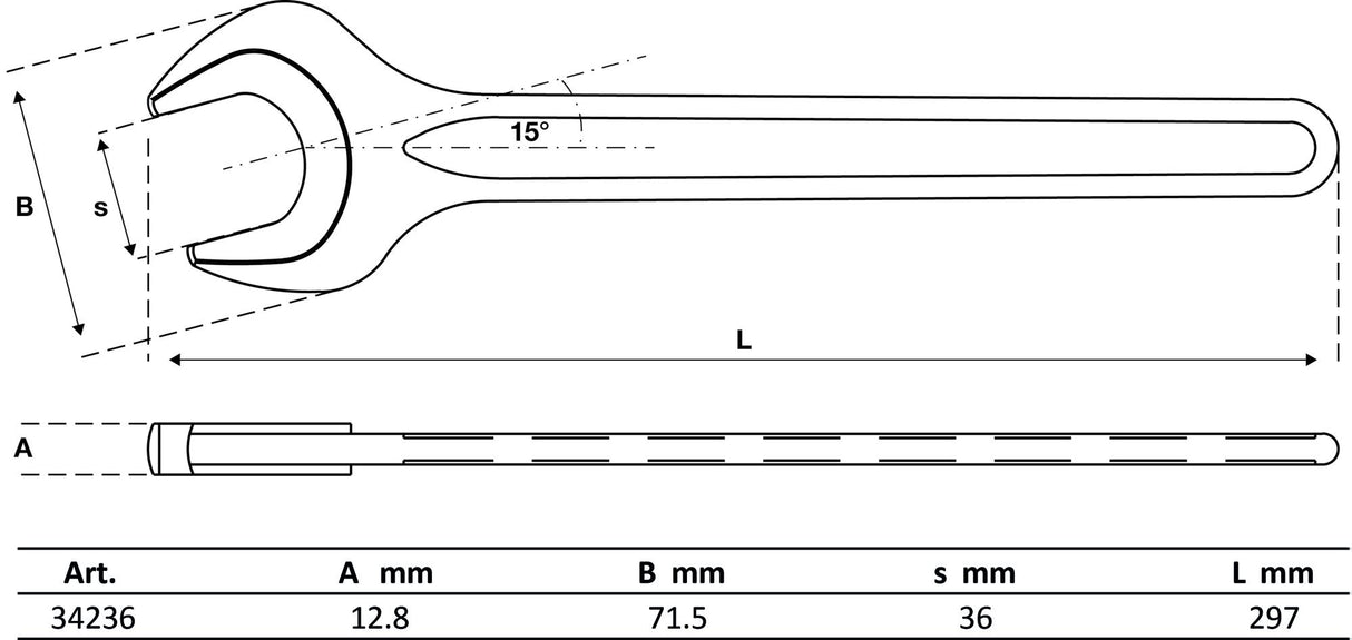 SINGLE OPEN END SPANNER | DIN 894 | 36 MM (34236)