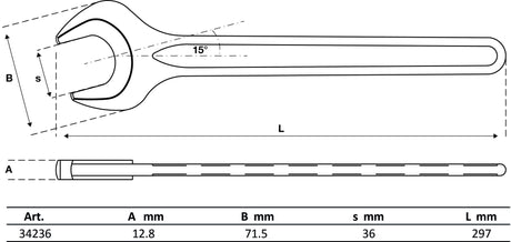 SINGLE OPEN END SPANNER | DIN 894 | 36 MM (34236)