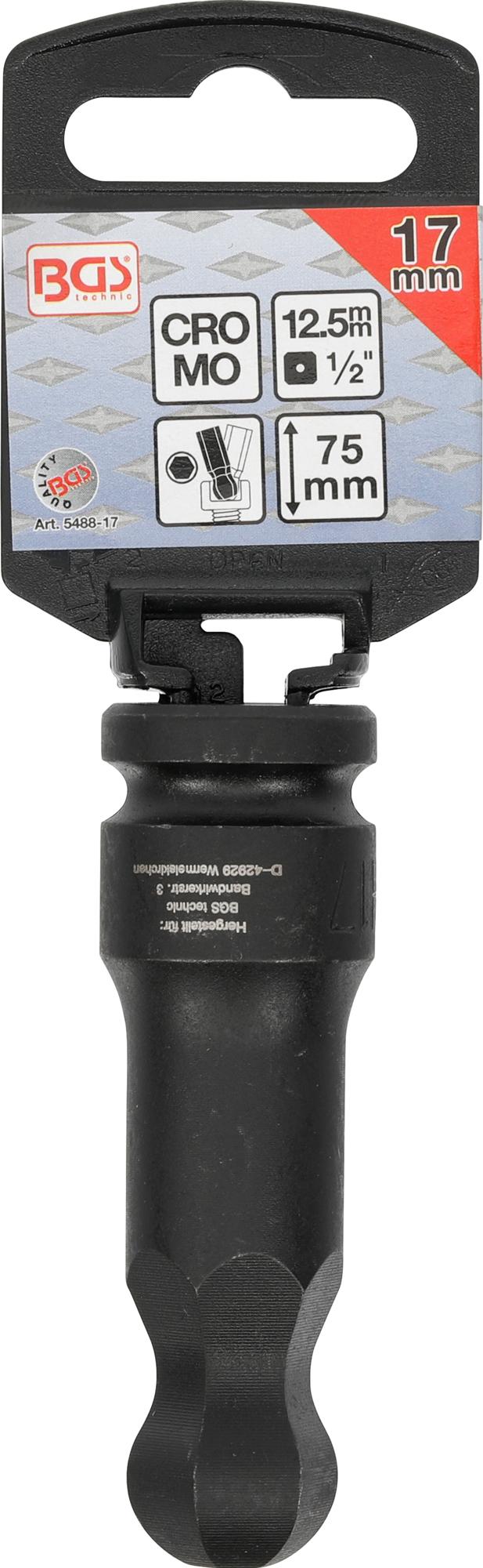 IMPACT BIT SOCKET | LENGTH 75 MM | 12.5 MM (1/2") DRIVE | INTERNAL HEXAGON WITH BALL HEAD 17 MM (5488-17)