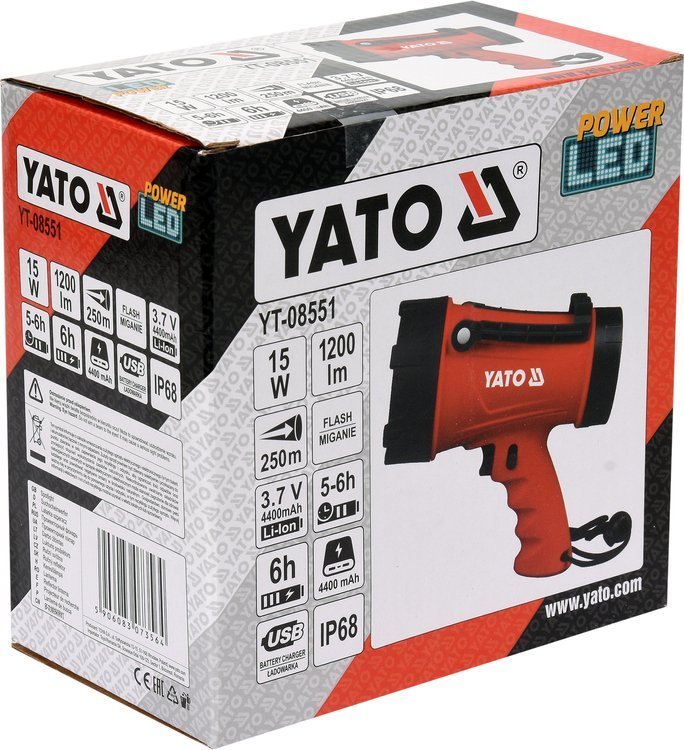 SPOTLIGHT 15W 1200LM IP68 RECHARGEABLE (YT-08551)