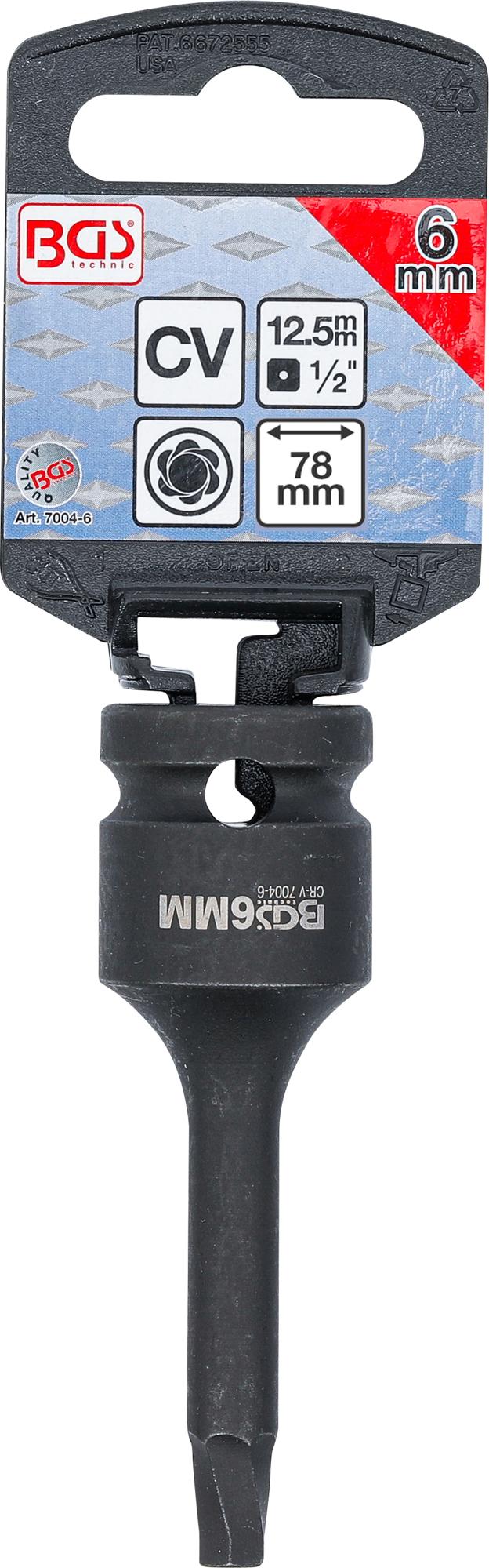 SCREW EXTRACTOR | 12.5 MM (1/2") DRIVE | FOR DAMAGED INTERNAL HEXAGON 6 MM (7004-6)