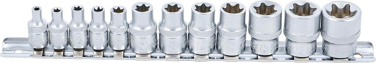 SOCKET SET, E-TYPE | 6.3 MM (1/4") / 10 MM (3/8") DRIVE | E4 - E20 | 12 PCS. (2038)