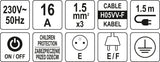 POWER STRIP W. GROUND 5S 1,5M (72356)