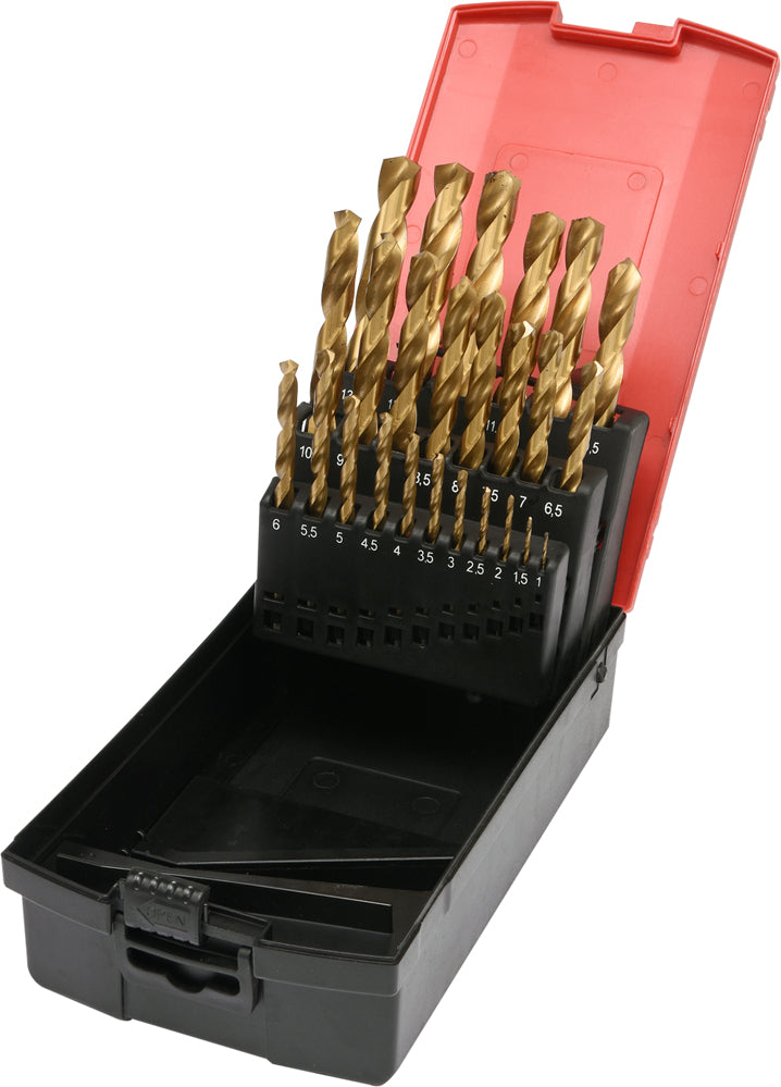 TWIST DRILL BIT SET HSS-TIN 25PCS 1-13MM (YT-44676)