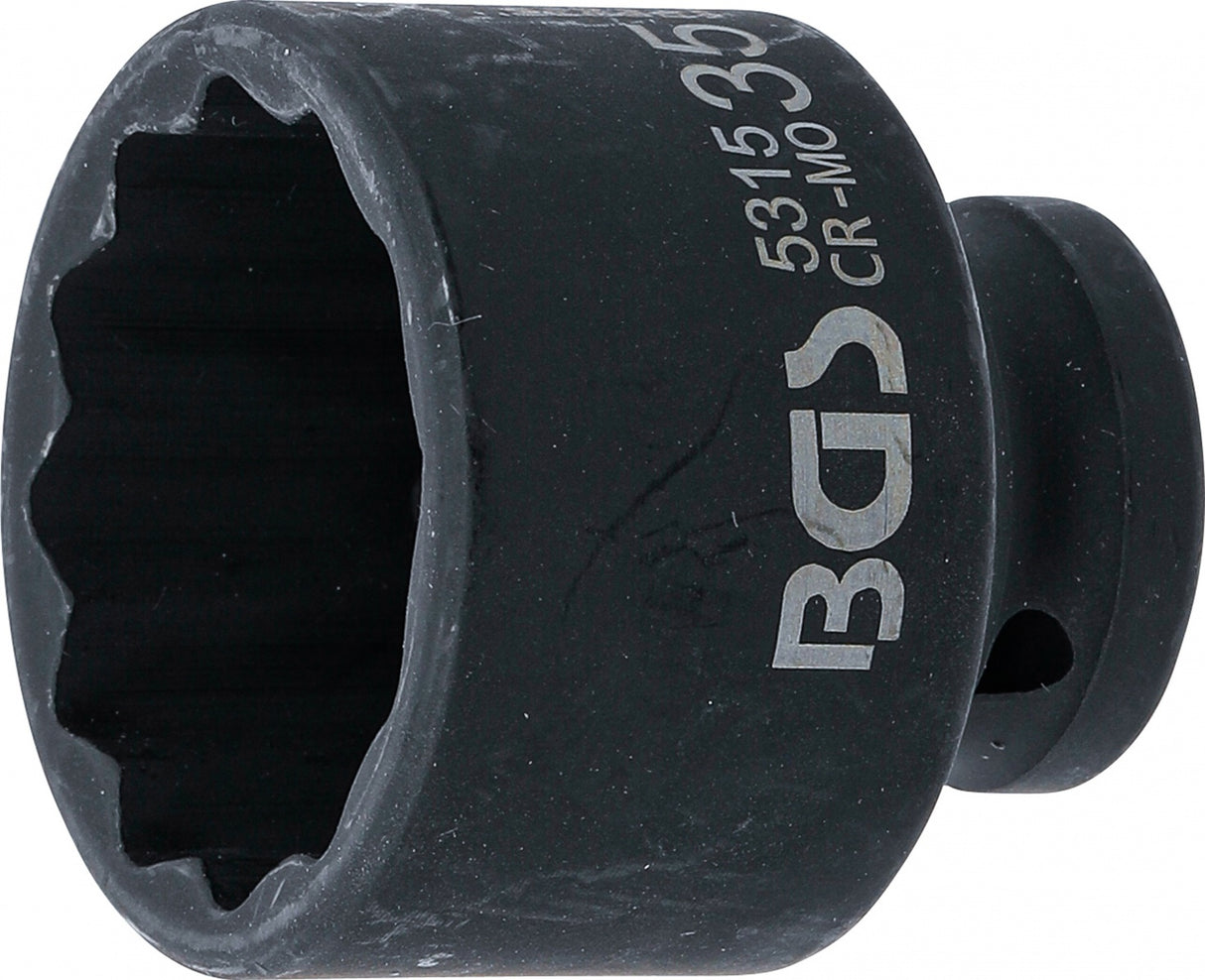 IMPACT SOCKET, 12-POINT | 12.5 MM (1/2") DRIVE | 35 MM (5315)