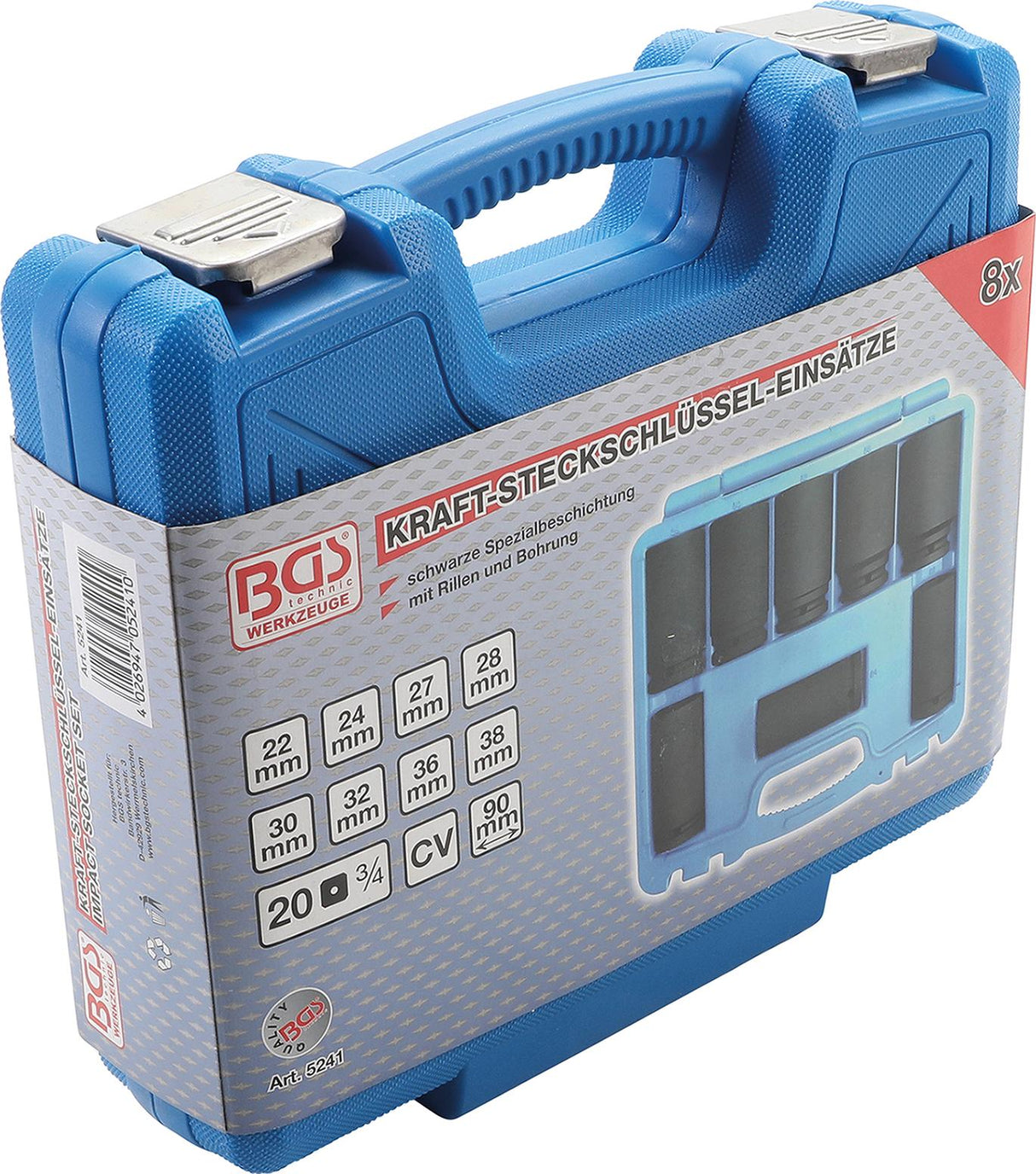 IMPACT SOCKET SET, EXTRA DEEP | 20 MM (3/4") DRIVE | 22 - 38 MM | 8 PCS. (5241)