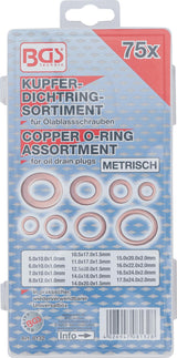 SEAL RING ASSORTMENT | COPPER | METRIC | FOR OIL DRAIN PLUGS | 75 PCS. (8132)