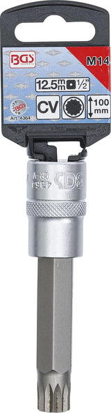 BIT SOCKET | LENGTH 100 MM | 12.5 MM (1/2") DRIVE | SPLINE (FOR XZN) | M14 (4364)