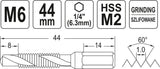 COMBINED DRILL TAP M6 HEX (YT-44843)