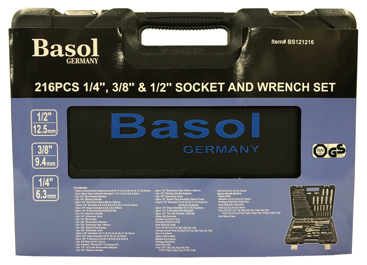 TOOL SET | 6.3 MM (1/4") / 10 MM (3/8") / 12.5 MM (1/2") | 216 PCS. (BS121216)