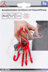 DOUBLE SNAP HOOK ASSORTMENT | ALUMINIUM | 5 PCS. (85785)