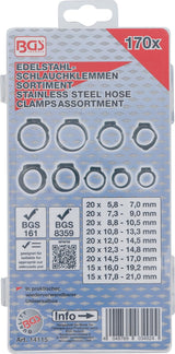 STAINLESS STEEL HOSE CLAMP ASSORTMENT | Ø 5.8 - 21 MM | 170 PCS. (14115)