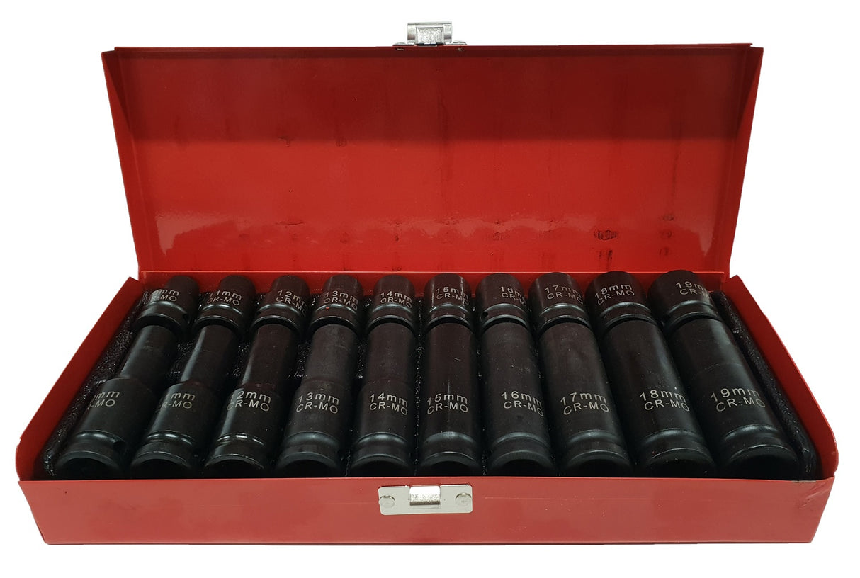 SET OF IMPACT SOCKETS LONG AND SHORT | CR-MO | 10 - 19 MM | 20 PCS. (CT1277M)