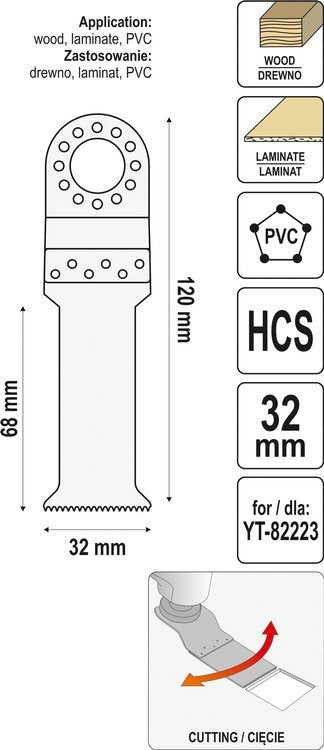 BLADE HCS L: 120MM W: 32MM (YT-34700)