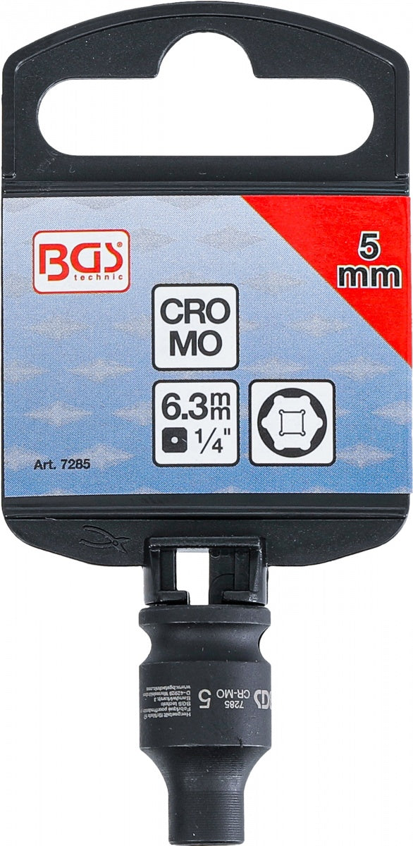 IMPACT SOCKET, HEXAGON | 6.3 MM (1/4") DRIVE | 5 MM (7285)