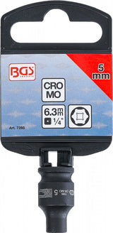 IMPACT SOCKET, HEXAGON | 6.3 MM (1/4") DRIVE | 5 MM (7285)