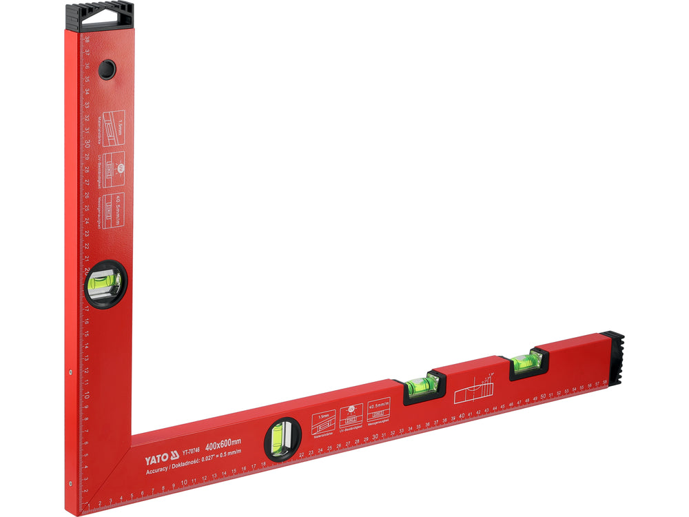 ALUMINIUM SPIRIT LEVEL/ANGLE FINDER, RECTANGULAR, 600 X 400 MM (YT-70746)