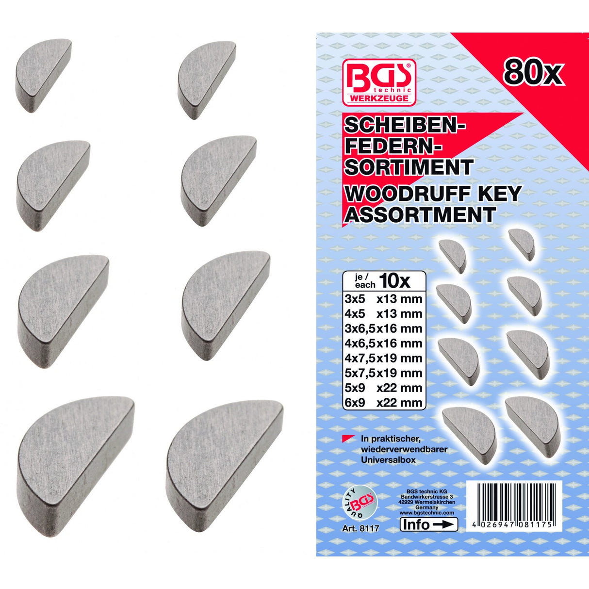 WOODRUFF KEY ASSORTMENT | 80 PCS. (8117)