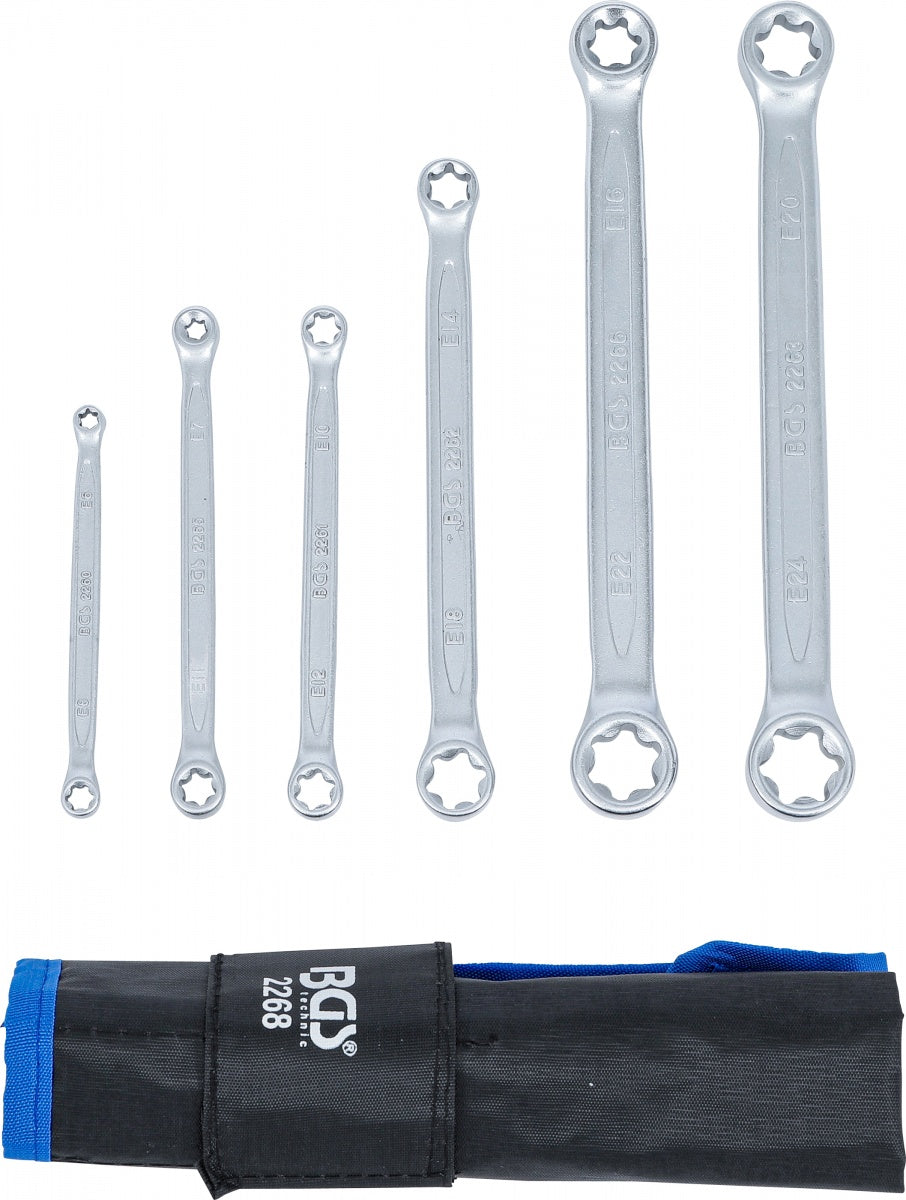 DOUBLE RING SPANNER SET WITH E-TYPE RING HEADS | E6 X E8 - E20 X E24 | 6 PCS. (2268)
