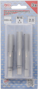 TAP SET | STARTER, PLUG, BOTTOMING TAP | HSS-G | M16 X 2.0 | 3 PCS. (928)