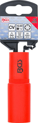 VDE SOCKET, HEXAGON | 12.5 MM (1/2") DRIVE | 18 MM (72068)