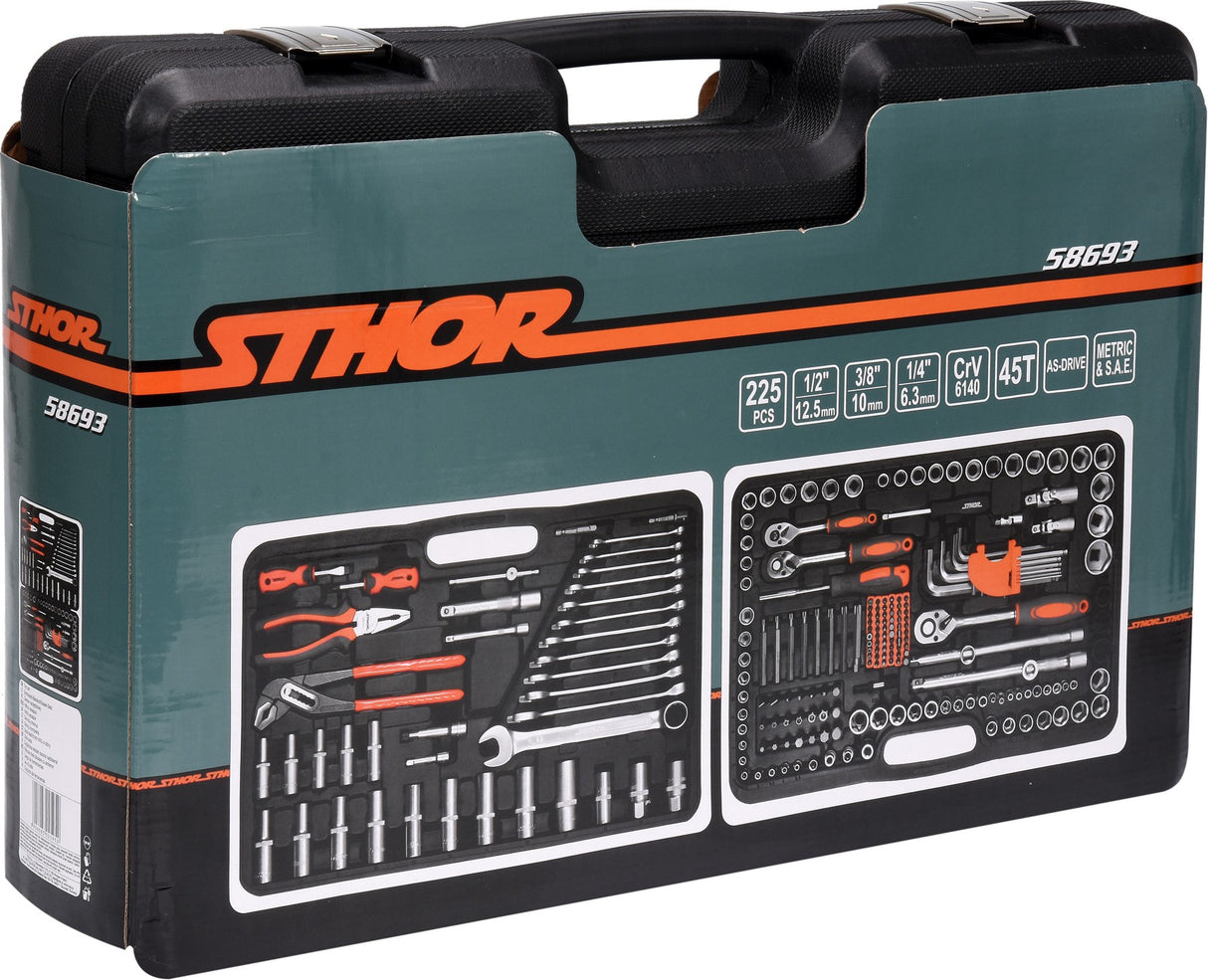 TOOL SET 1/2" 3/8" 1/4" 225 PCS (58693)