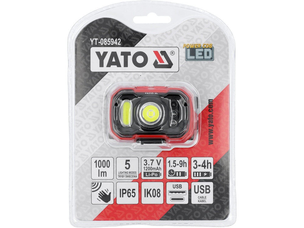 HEADLAMP 1000LM RECHARG.,MOTION DETECTOR (YT-085942)