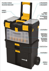 TROLLEY TOOL BOX W/ REMOVABLE ORGANIZER (78734)