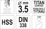 TWIST DRILL BIT HSS-TIN 3,5 MM (YT-44639)