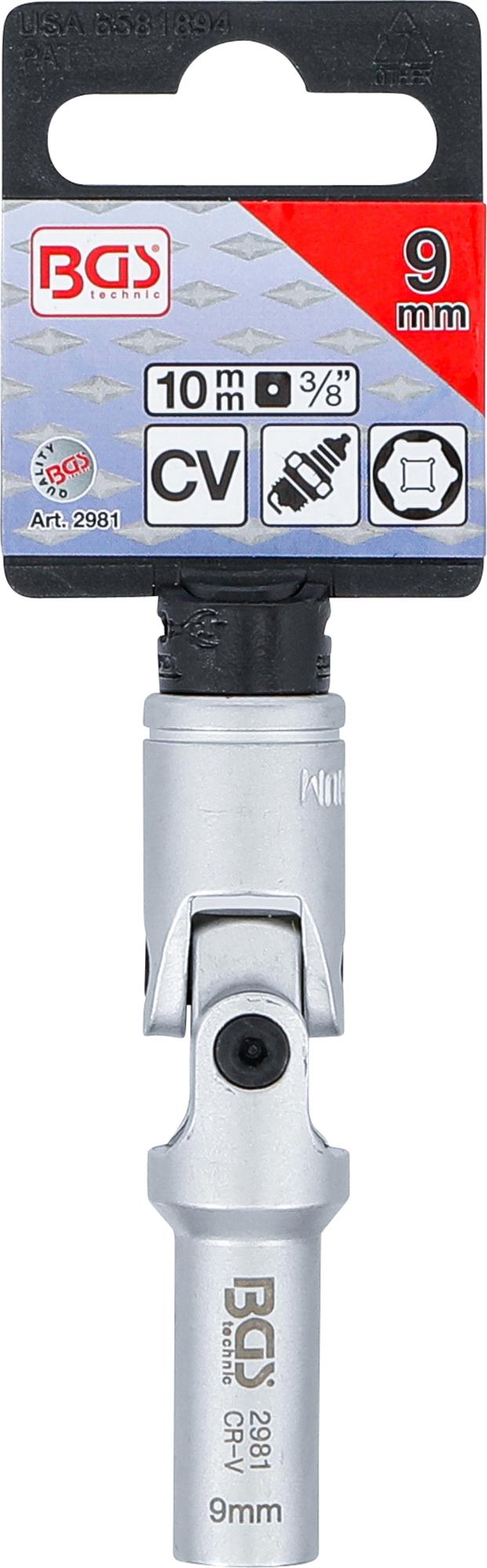 GLOW PLUG JOINT SOCKET, HEXAGON | 10 MM (3/8") DRIVE | 9 MM (2981)