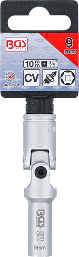 GLOW PLUG JOINT SOCKET, HEXAGON | 10 MM (3/8") DRIVE | 9 MM (2981)