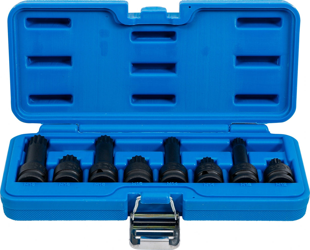 IMPACT BIT SOCKET SET | 12.5 MM (1/2") DRIVE | SPLINE (FOR XZN) M12 - M18 | 8 PCS. (5381)