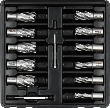 HSS ANNULAR CUTTER SET FOR METAL | WELDON SHANK | 12-27 MM | 13 PCS (YT-43405)