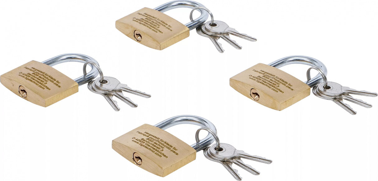 BRASS PADLOCK SET | SIMULTANEOUS LOCKING | 40 MM | 4 PCS. (3101)