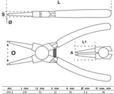CIRCLIP PLIERS | STRAIGHT | FOR INSIDE CIRCLIPS | 225 MM (650-2)