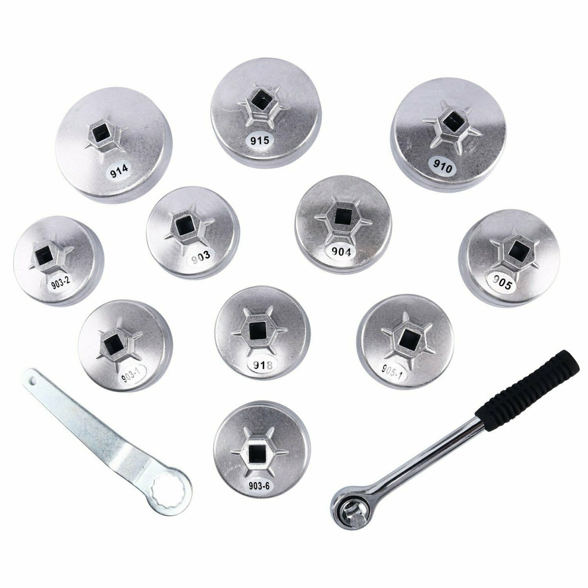 OIL FILTER CAPS | ALUMINUM | WITH RATCHET 12.5 MM (1/2") | 23 PCS. (WS2705)