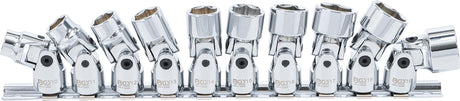 UNIVERSAL JOINT SOCKET SET, HEXAGON | 10 MM (3/8") DRIVE | 10 - 19 MM | 10 PCS. (205)