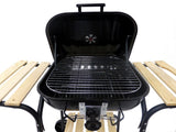 OUTDOOR BARBECUE / GRILL | WITH LID AND GRATES | WOODEN SHELVES (99581)