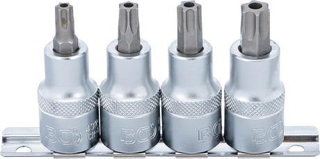 Puristettujen ruuvikärkien sarja | 12,5 mm (1/2") | T-Star reiällä (Torx) T40 - T55 | 4 kpl (8885)