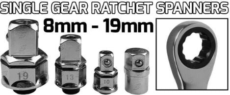 DOUBLE-SIDED RATCHET WRENCH SET | WITH ADAPTERS | LONG TYPE | 8-19 MM | 14 PCS. (SK5004)