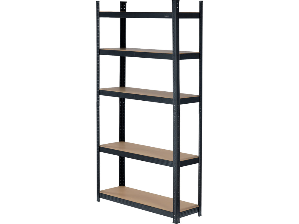 STORAGE RACK BLACK | 5 SHELVES | HDF BOARDS | 180 X 90 X 40 CM (78486)